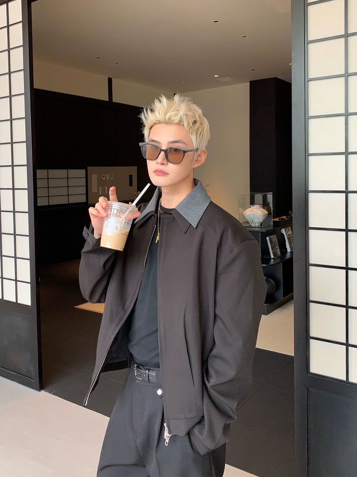 Double-Layer Collar Twill Jacket