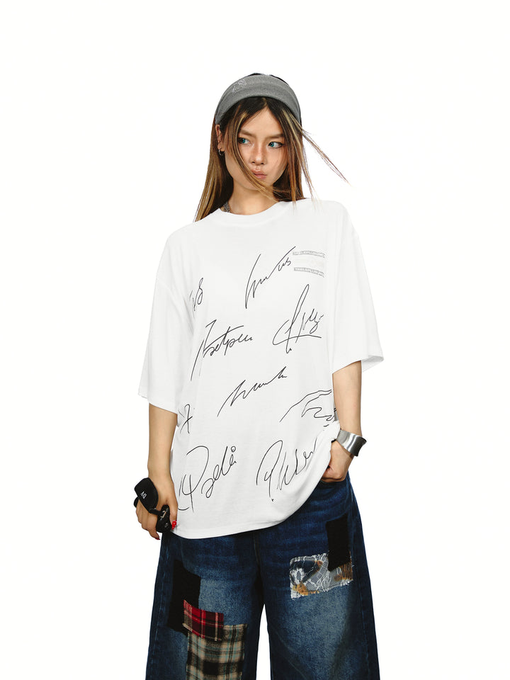 Graffiti Print Loose Fit Short Sleeve Shirt