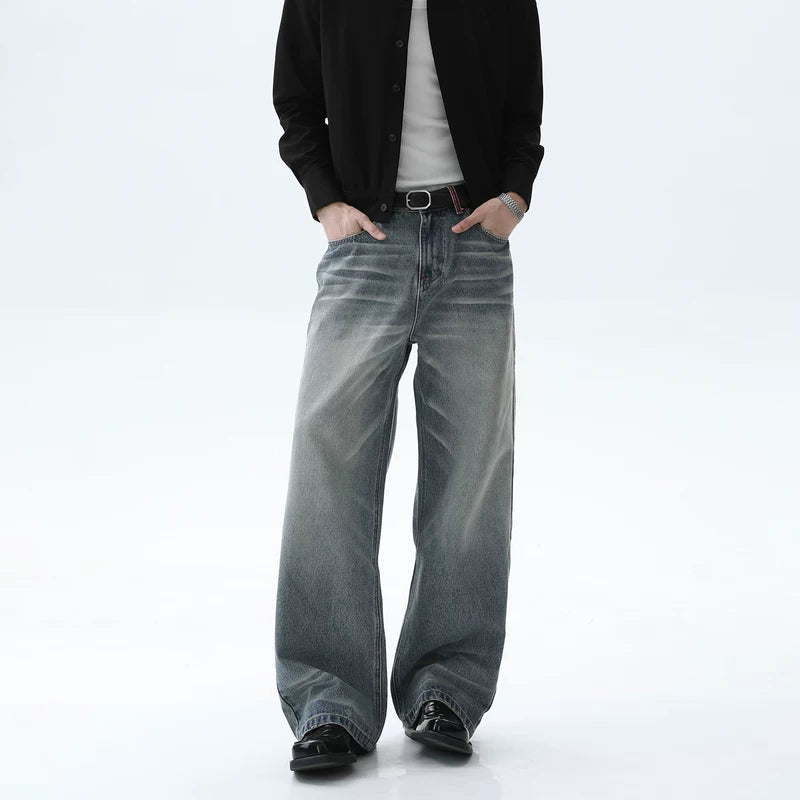 Washed Distressed Straight Leg Pants