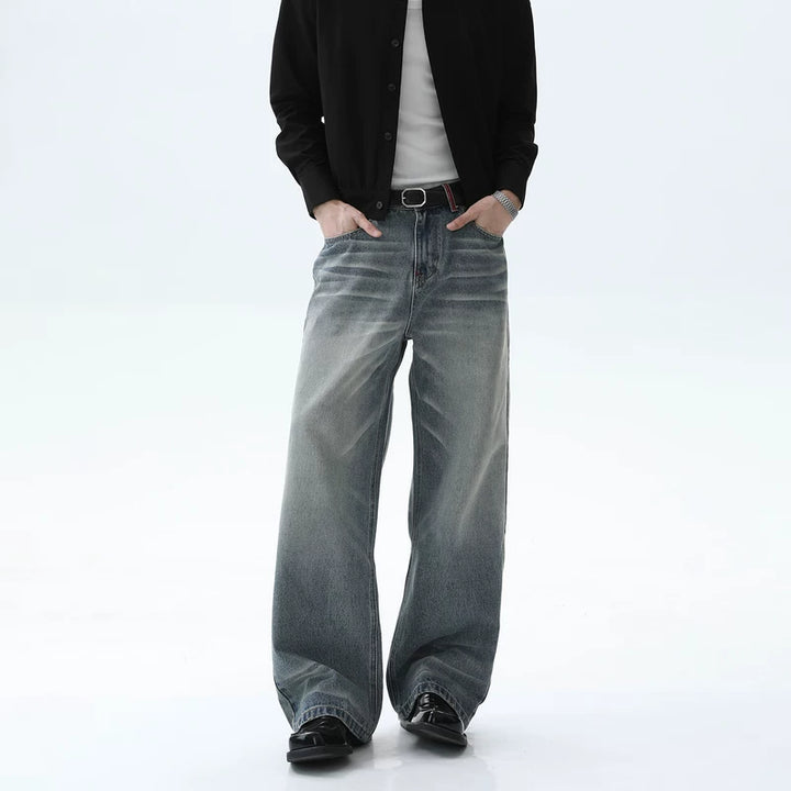 Washed Distressed Straight Leg Pants