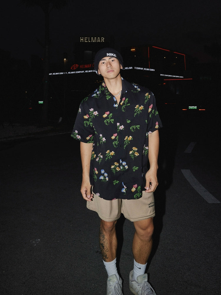 Camisa Casual de Manga Curta com Estampa Floral 