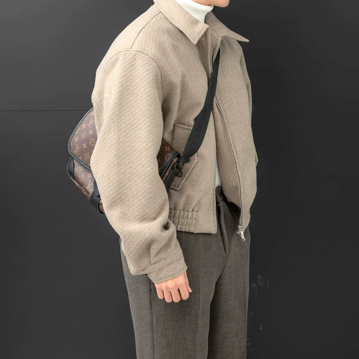 Twill Wol Revers Korte Jas 