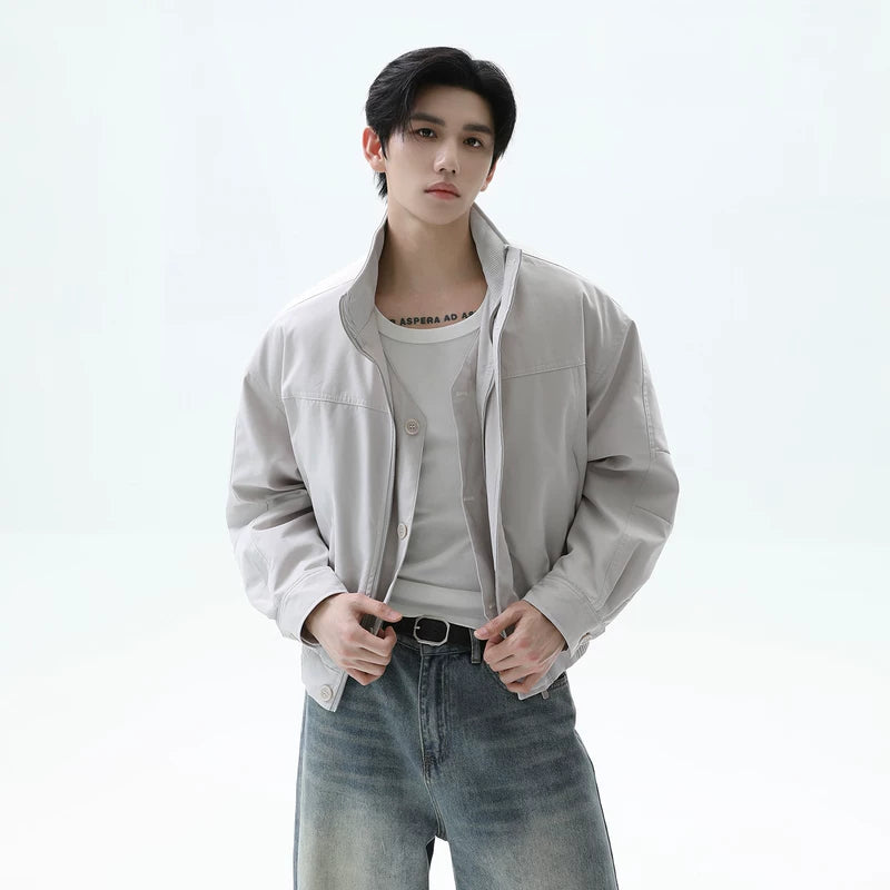 Stand Collar Loose Fit Short Jacket