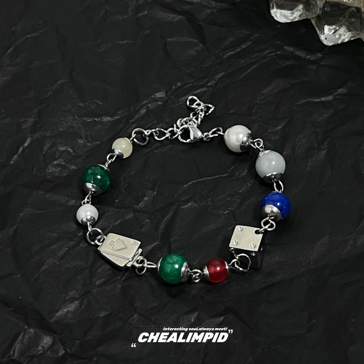 Colorful Bead Titanium Steel Bracelet