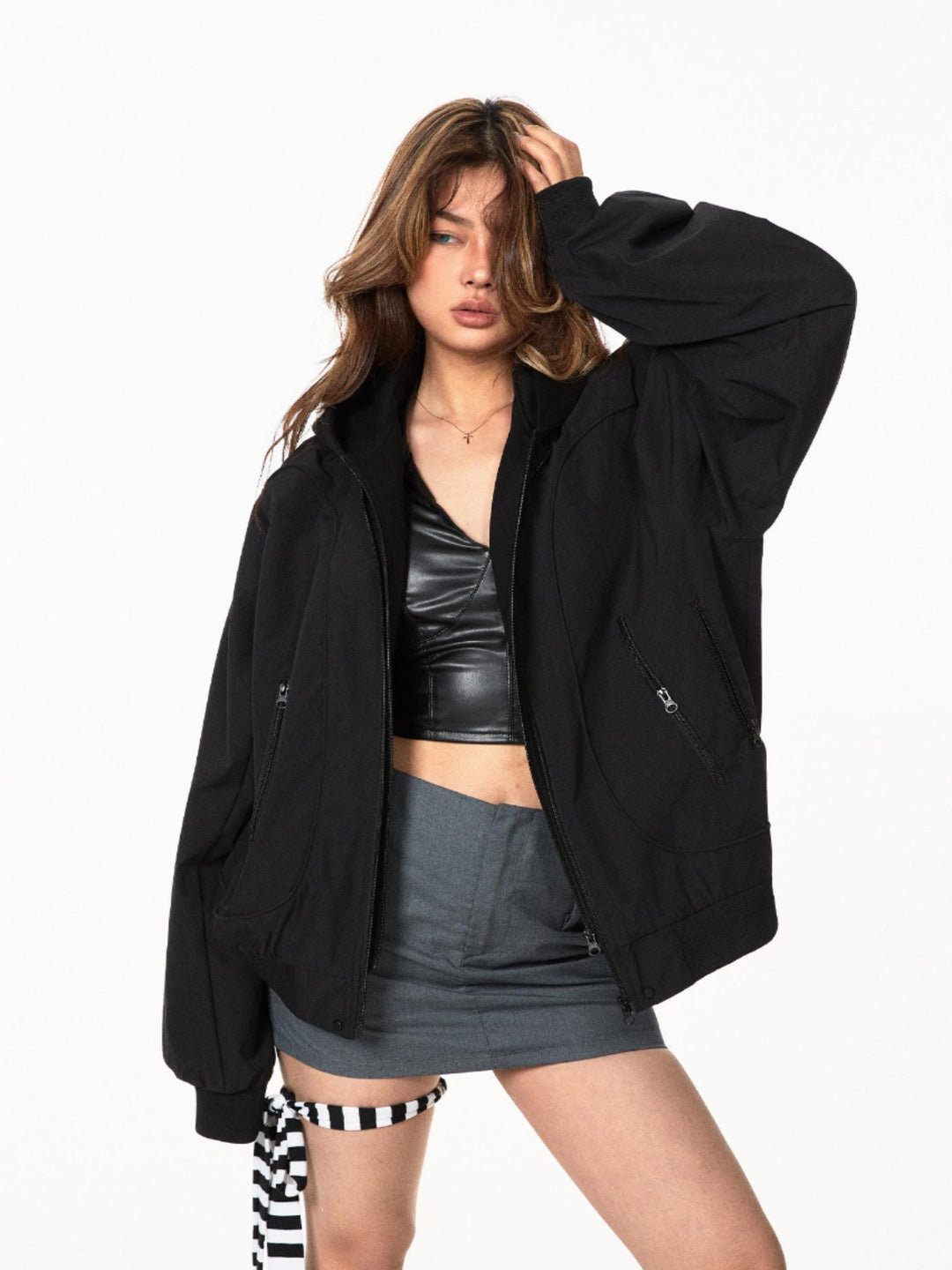 Deconstructed Multi-Zipper Loose Jacket