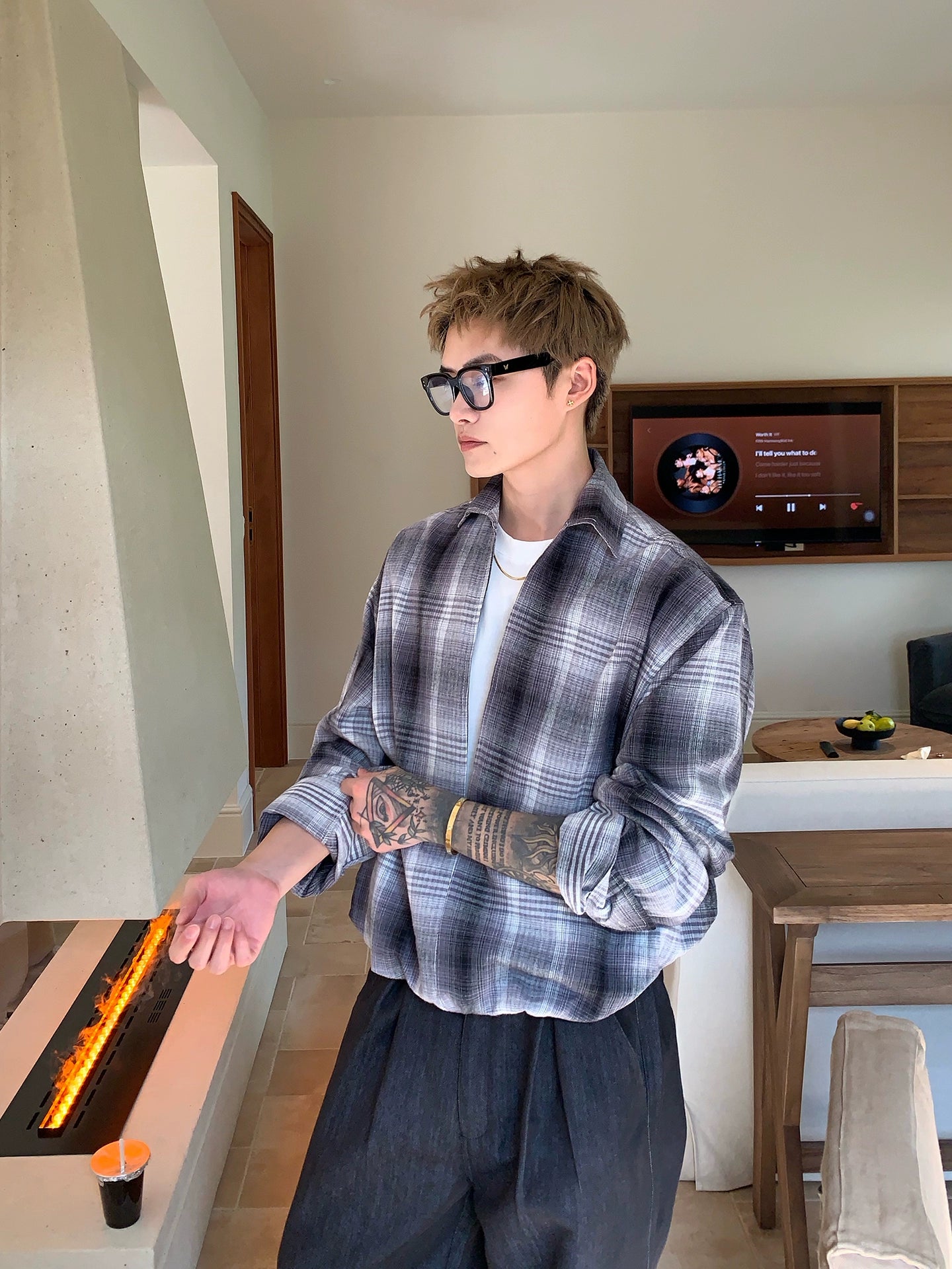 Ekose Bol Kesim Uzun Kollu Gömlek 