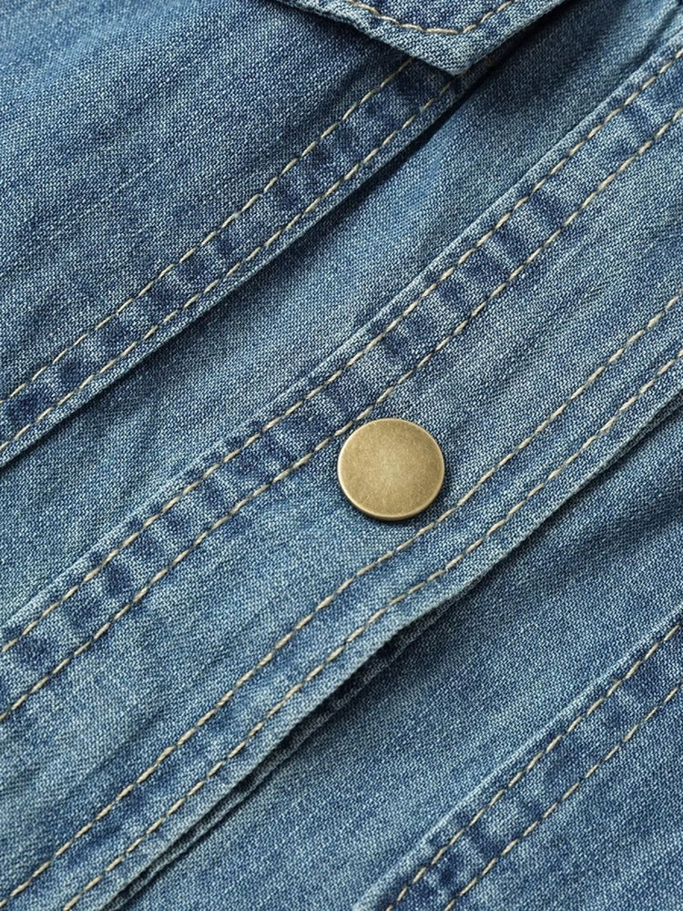 Short Sleeve Denim Button Up Shirt