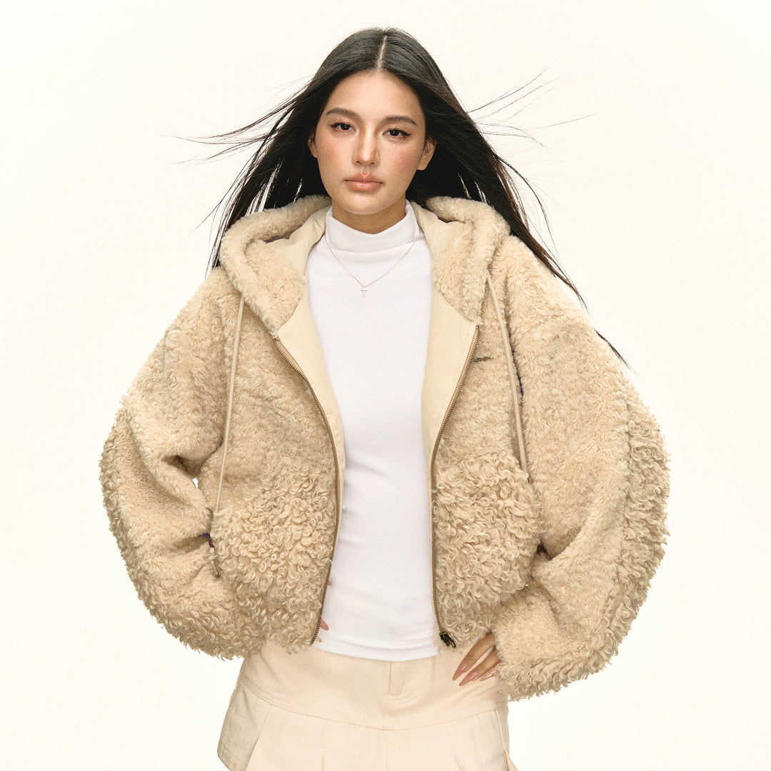 Retro Teddy Fleece Hooded Jacket