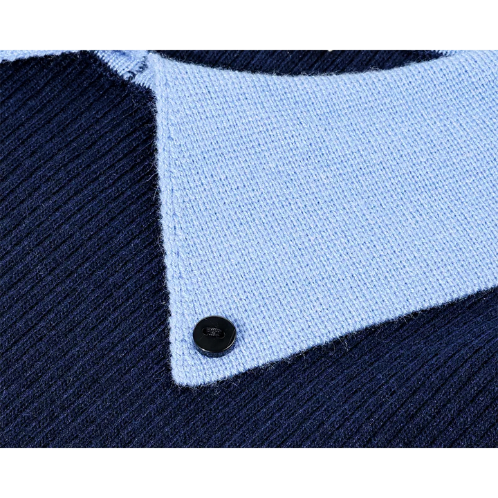 Contrast Collar Layered Knit Sweater