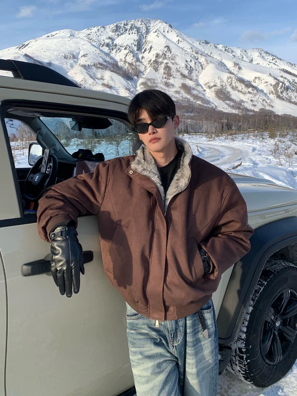 Fleece Lined Fur Collar Winter Jacket