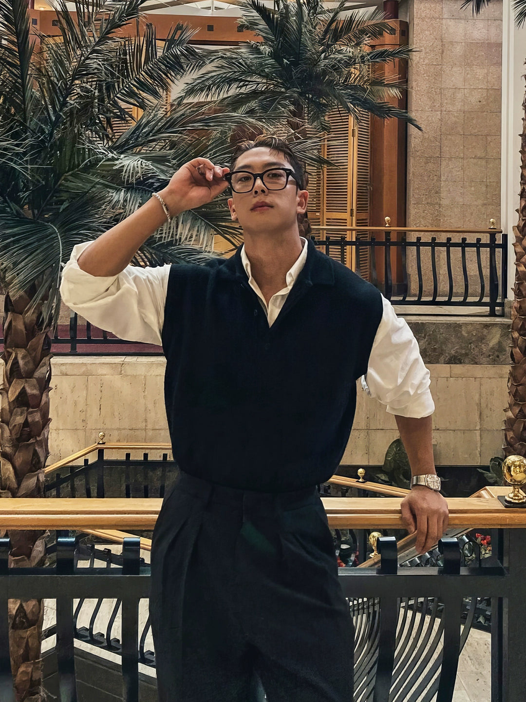 Polo Collar Knit Vest