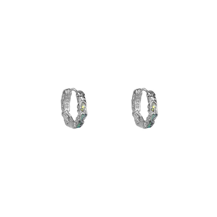 Sterling Silver Textured Hoop Earrings