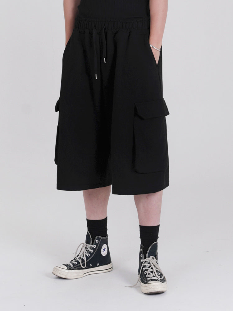 Wide-Leg Cargo Cropped Pants