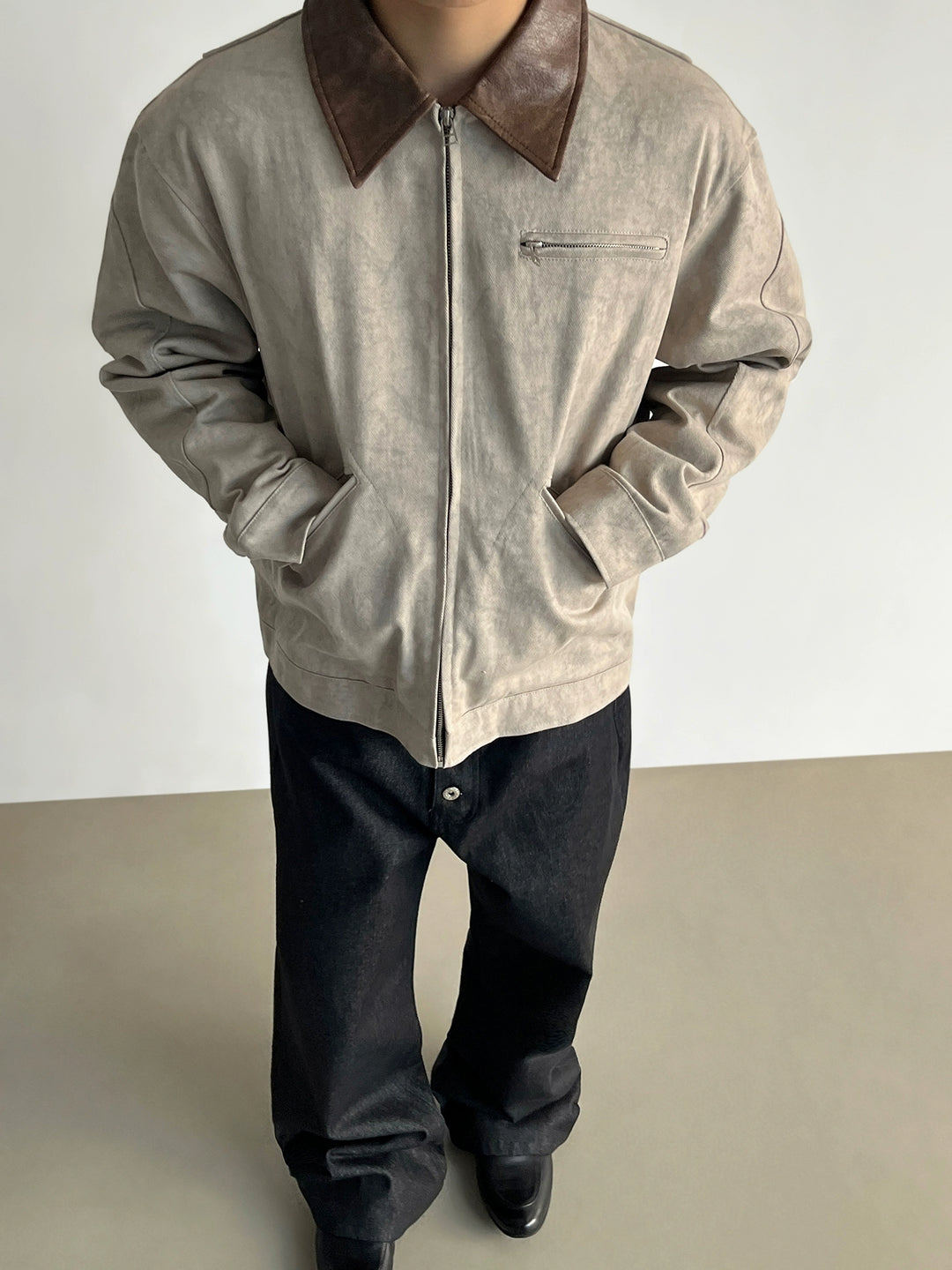 Veste de travail à zip avec col en motif marbré 