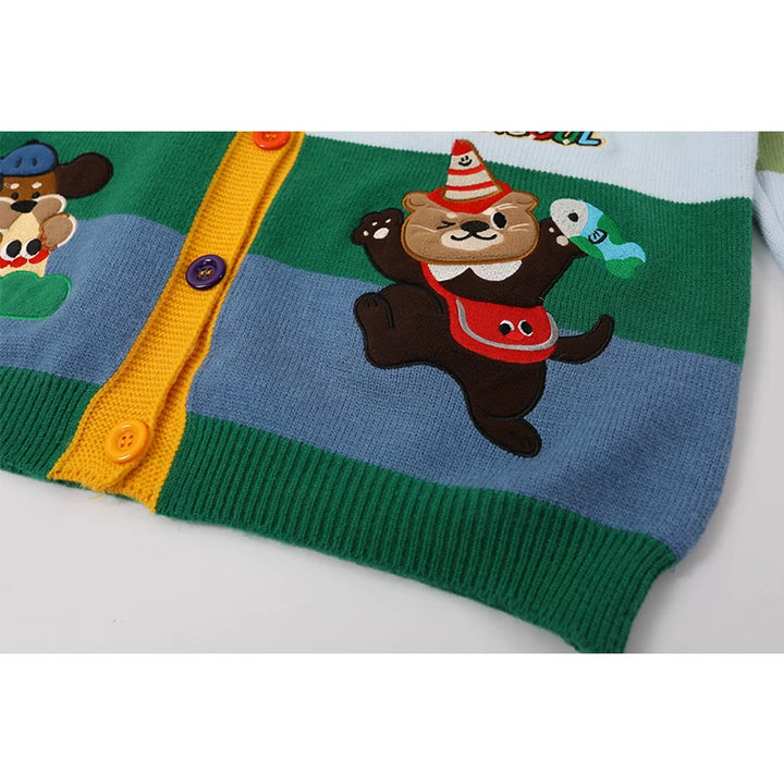 Cartoon Patchwork Knit Cardigan