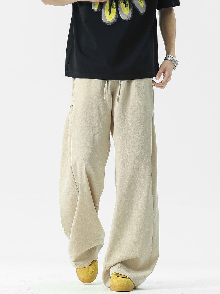 Textured Wide-Leg Casual Pants