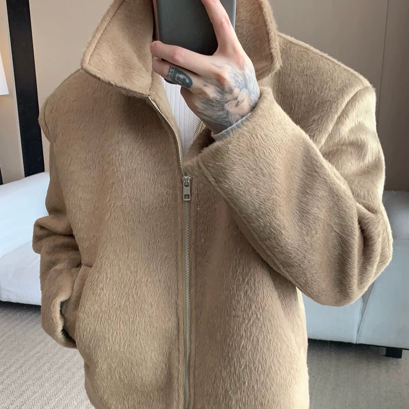 Faux Bont Fur Lapel Rits Jacket 