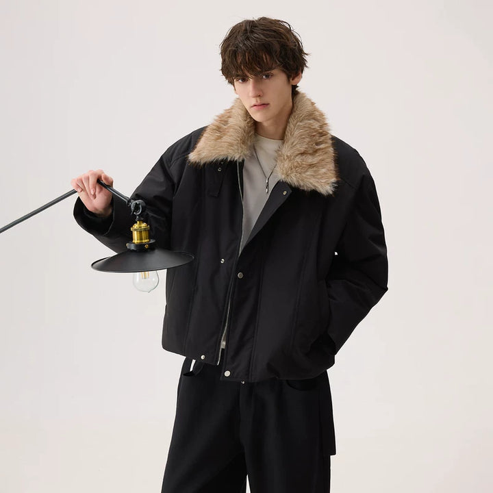 Detachable Fur Collar Windproof Down Jacket