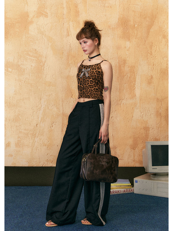 Leopardenmuster-Camisole mit Schleife 