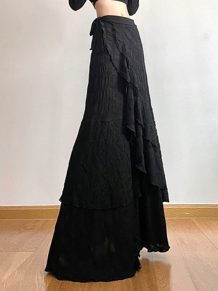 Ruffled High Waist Long Skirt