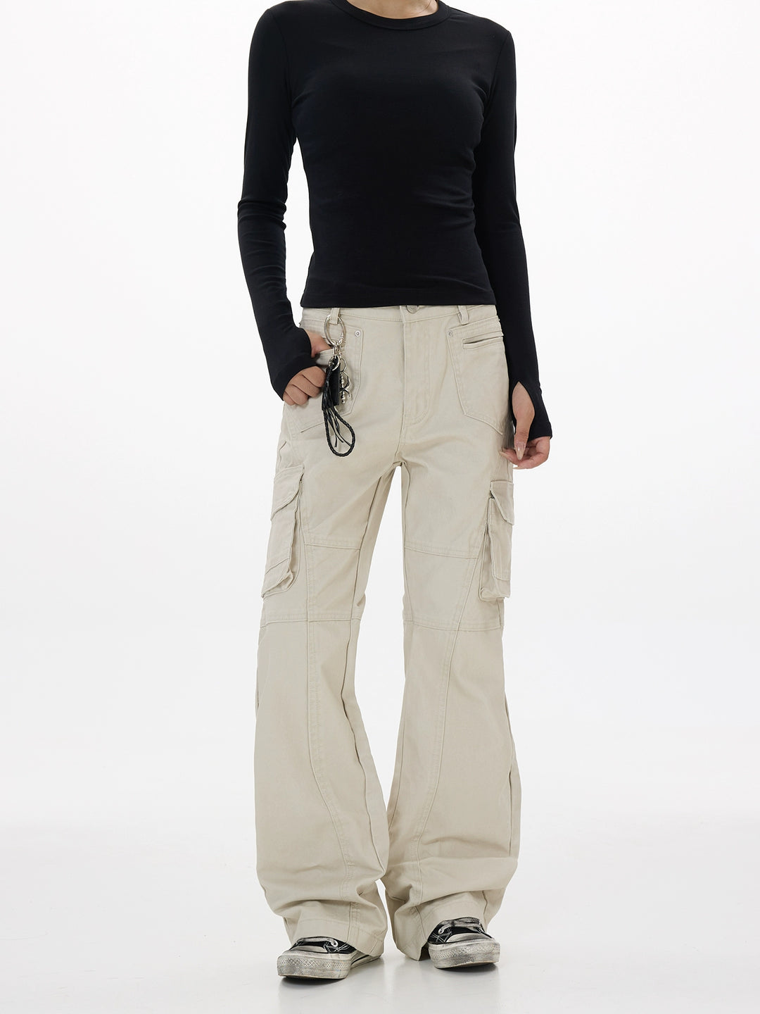 Low Waist Flared Cargo Pants