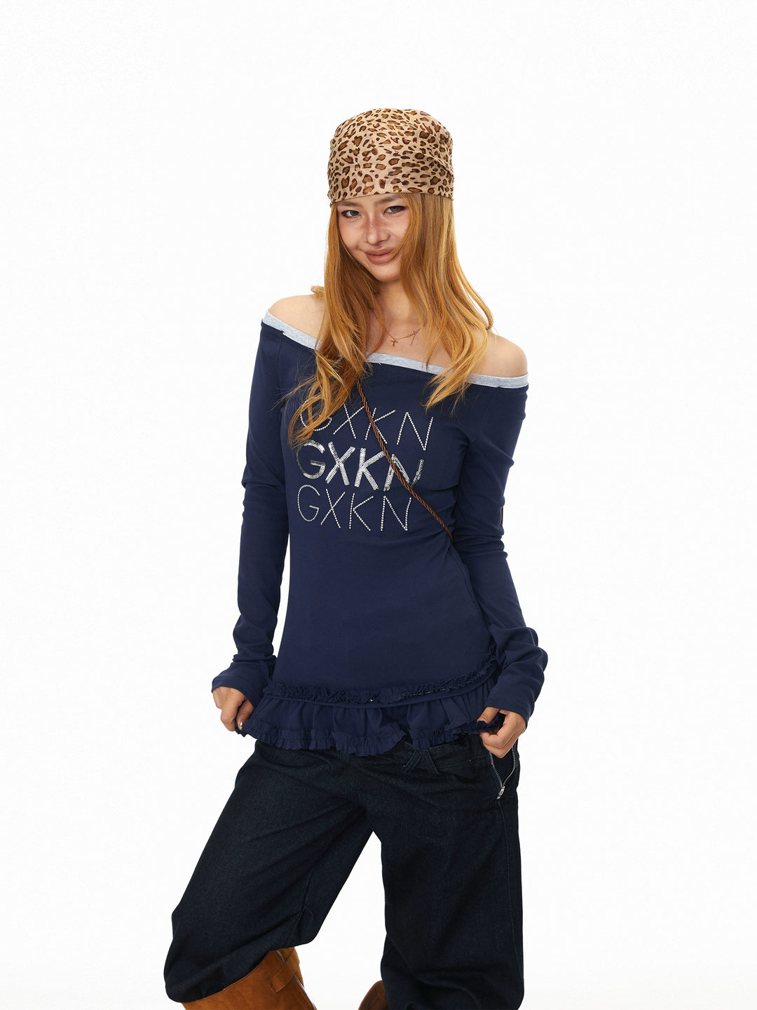 Off-Shoulder Ruffled Long Sleeve Top