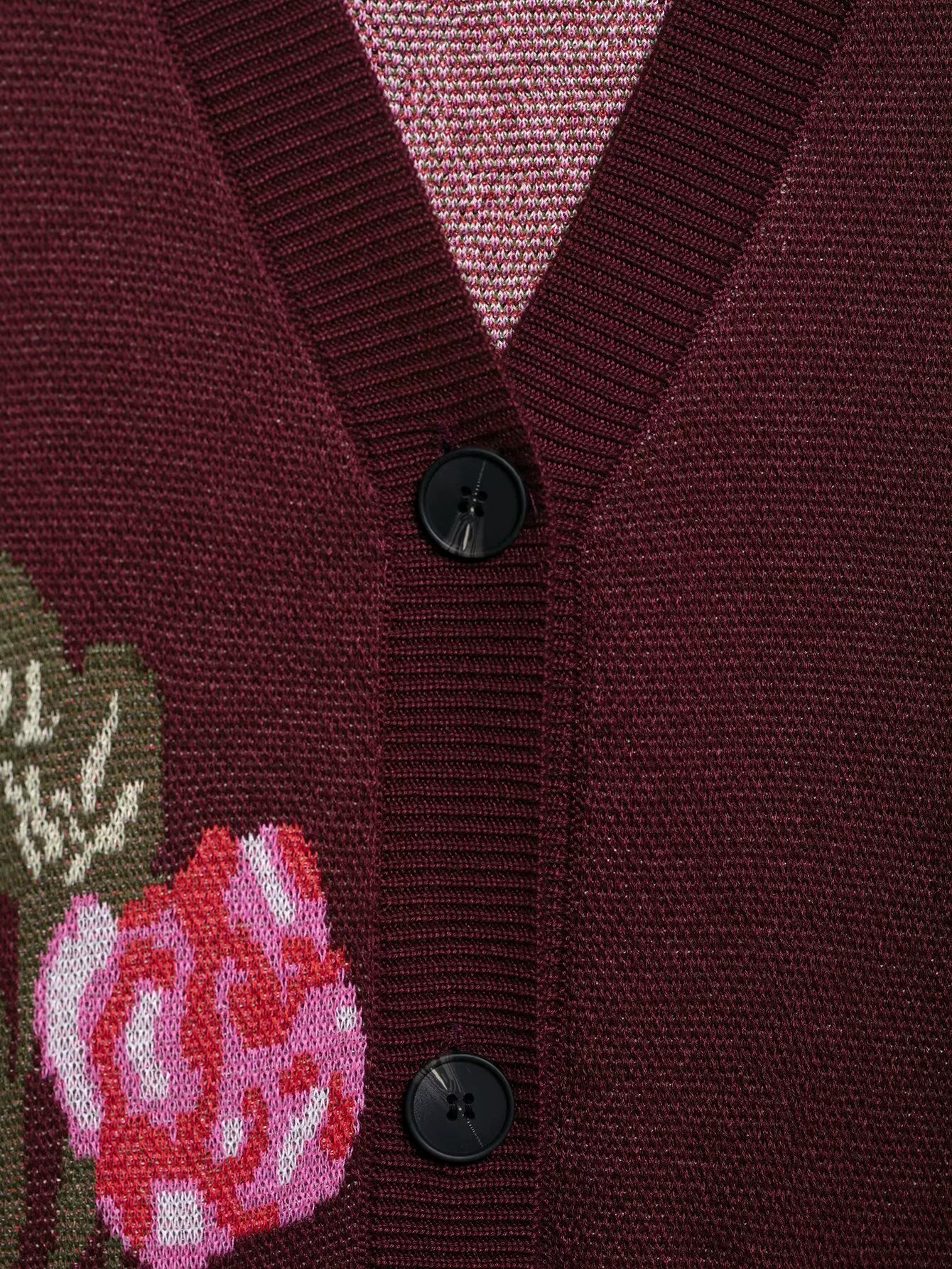 Floral Jacquard Knitted Button Cardigan
