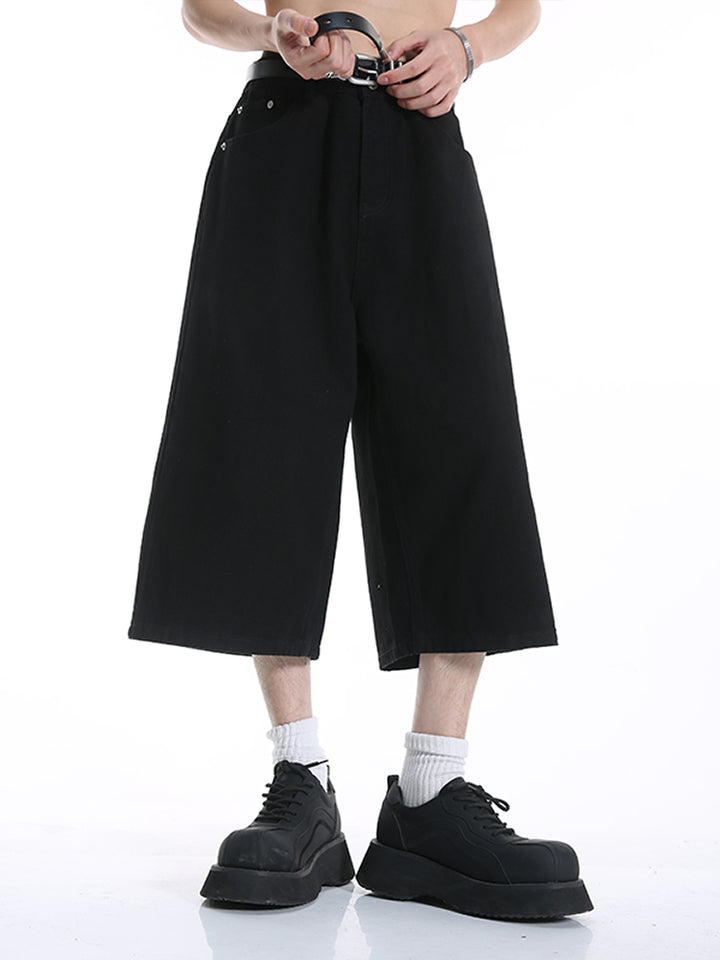 Weite Denim Culotte Shorts 