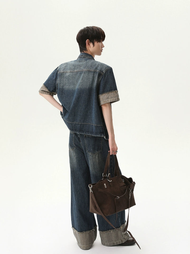 Distressed Denim Jacket and Pants Set
