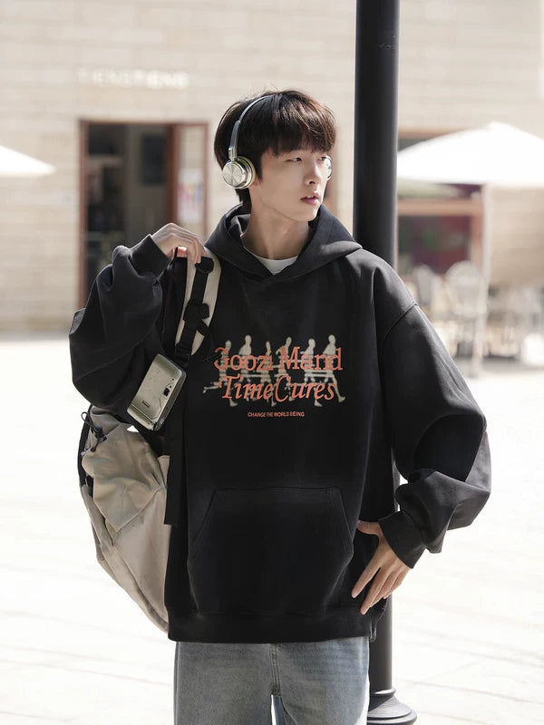 Washed Portrait Print Hoodie