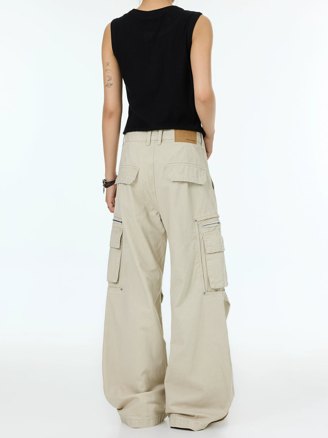 Pantalones casuales rectos de múltiples bolsillos acampanados 