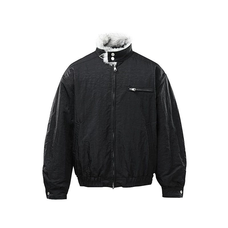 Chaqueta parka acolchada de algodón con cuello de piel sintética 