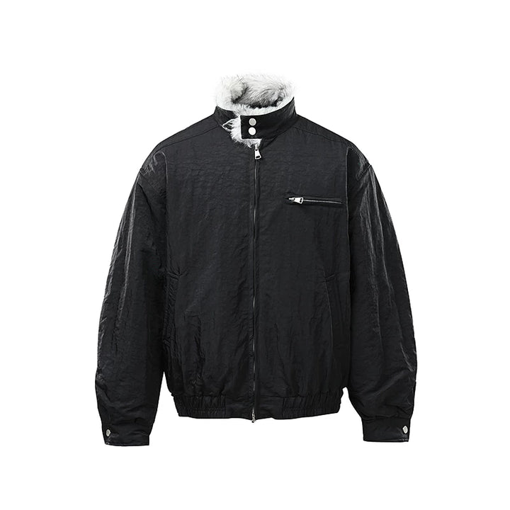 Chaqueta parka acolchada de algodón con cuello de piel sintética 