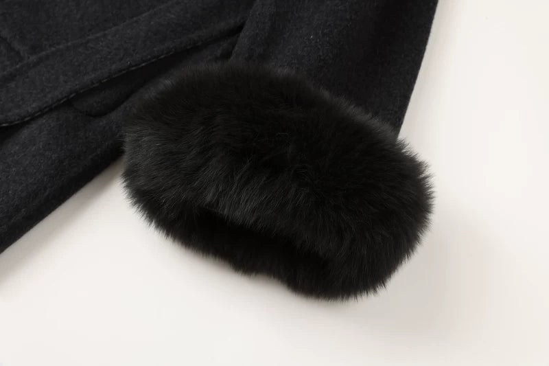 Mid-Length Hooded Wool Coat