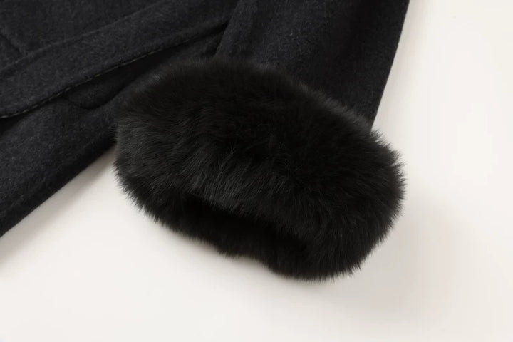 Mid-Length Hooded Wool Coat