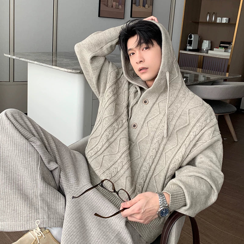 Cable Knit Hooded Sweater Pullover