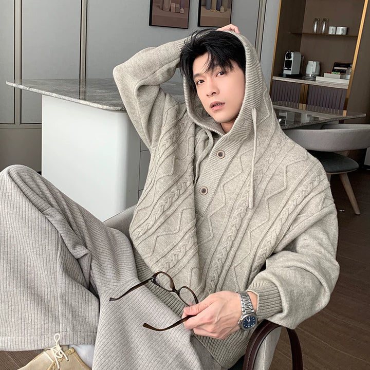 Cable Knit Hooded Sweater Pullover