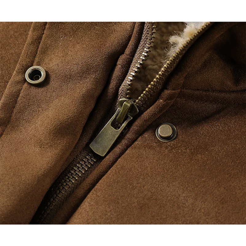 Chaqueta de ante con forro de felpa y cuello alzado 