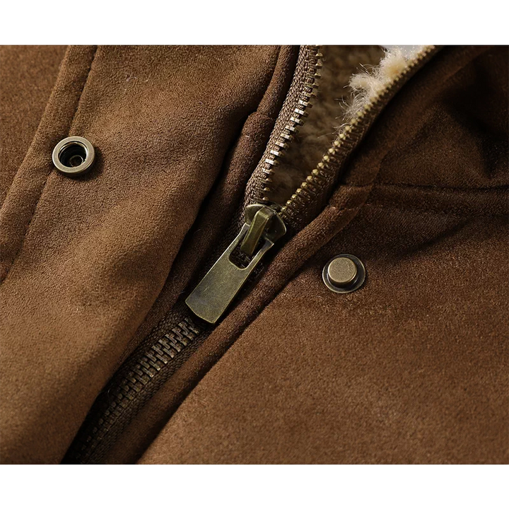 Chaqueta de ante con forro de felpa y cuello alzado 