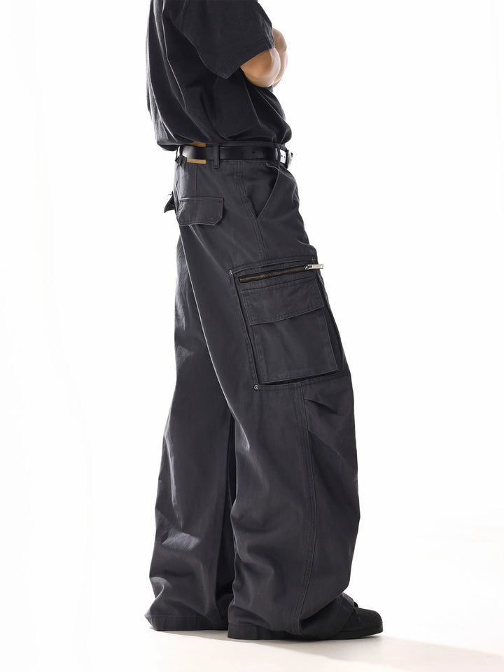 Pantalons cargo décontractés à jambe large et ample 