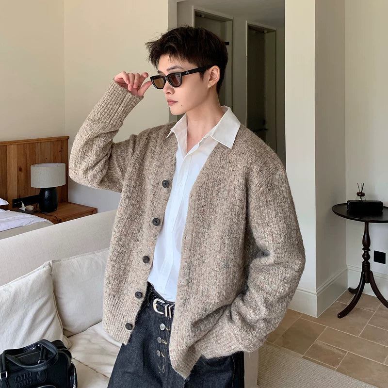 Wollen V-hals Relaxed Jacquard Cardigan 