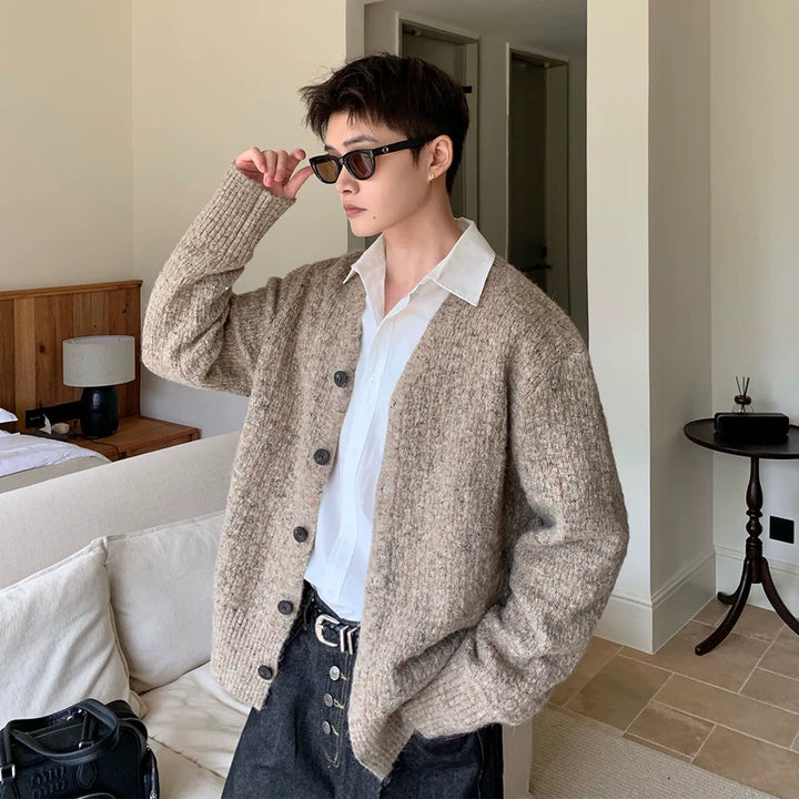 Wollen V-hals Relaxed Jacquard Cardigan 