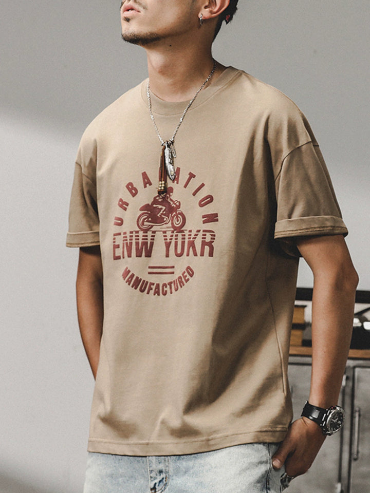Schwergewicht Loose Fit Bedrucktes Baumwoll-T-Shirt 