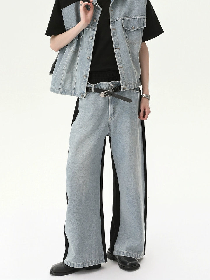 Distressed Loose Fit Straight Jeans