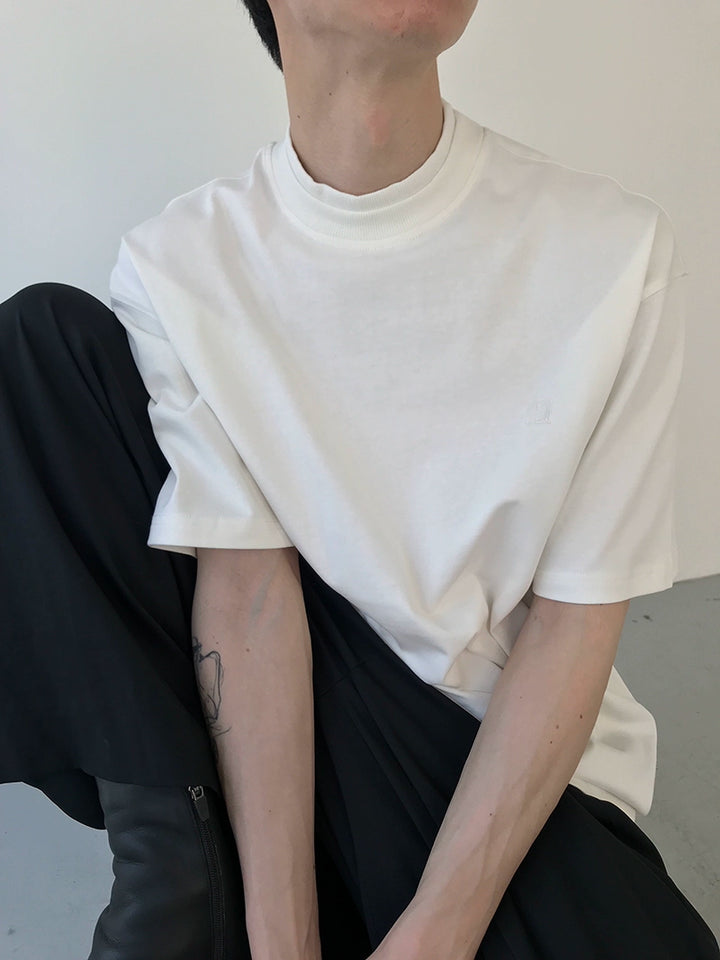 Half-Hoge Kraag Korte Mouw Pullover 
