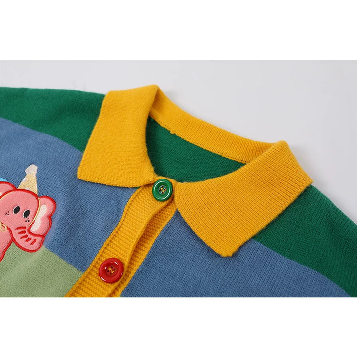 Cartoon Patchwork Knit Cardigan