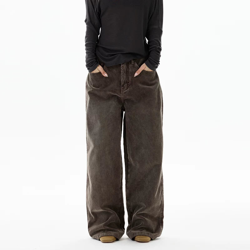 Washed Corduroy Loose Casual Pants