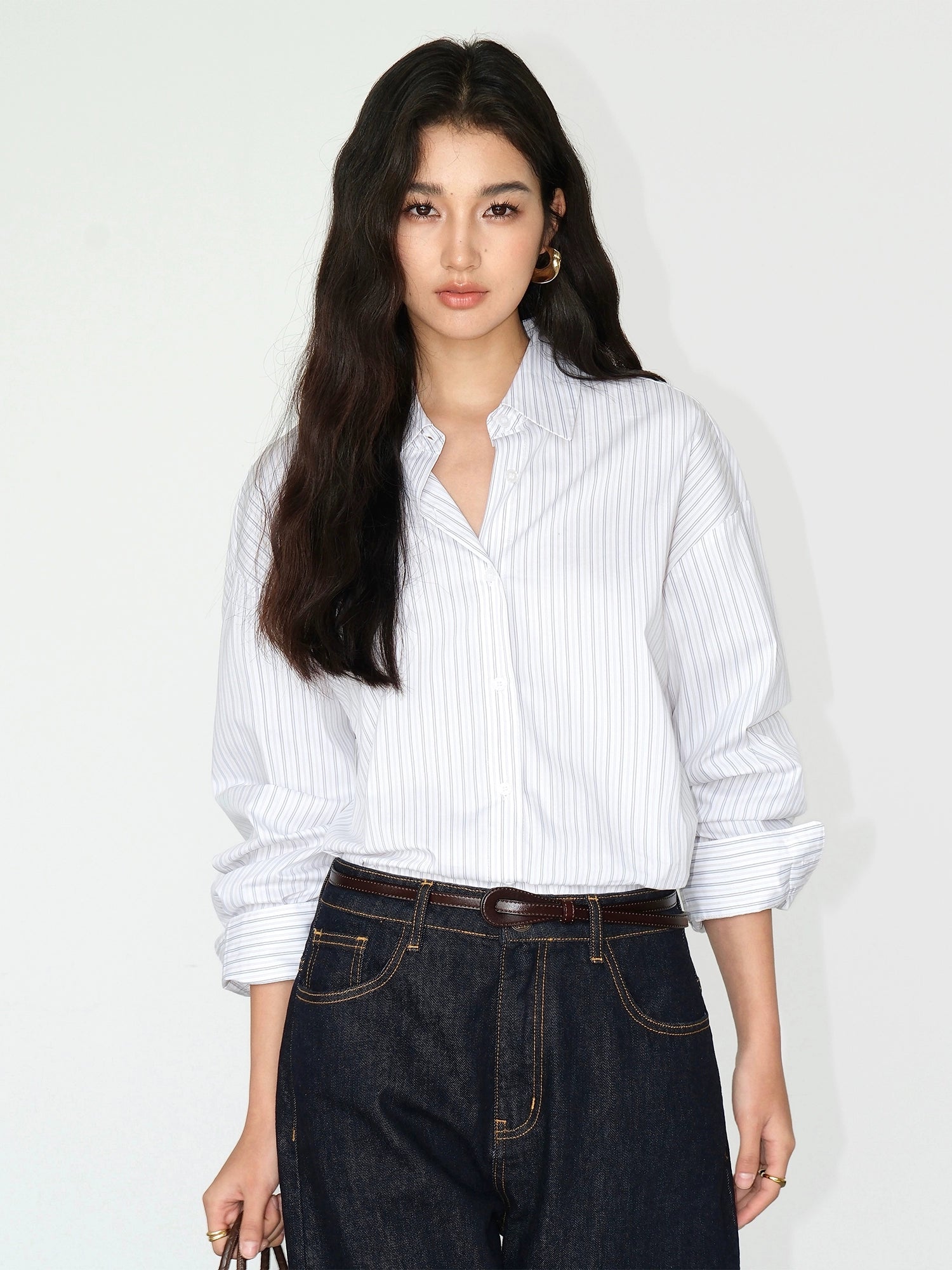 Striped Loose Fit Long Sleeve Shirt