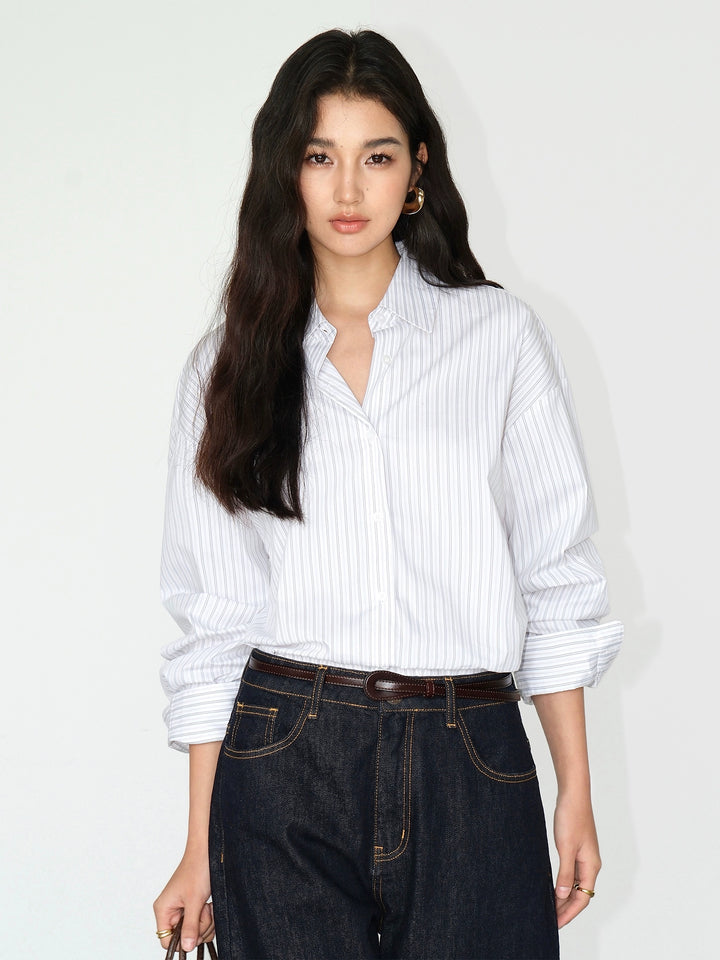 Gestreepte Losse Pasvorm Lange Mouwen Shirt 