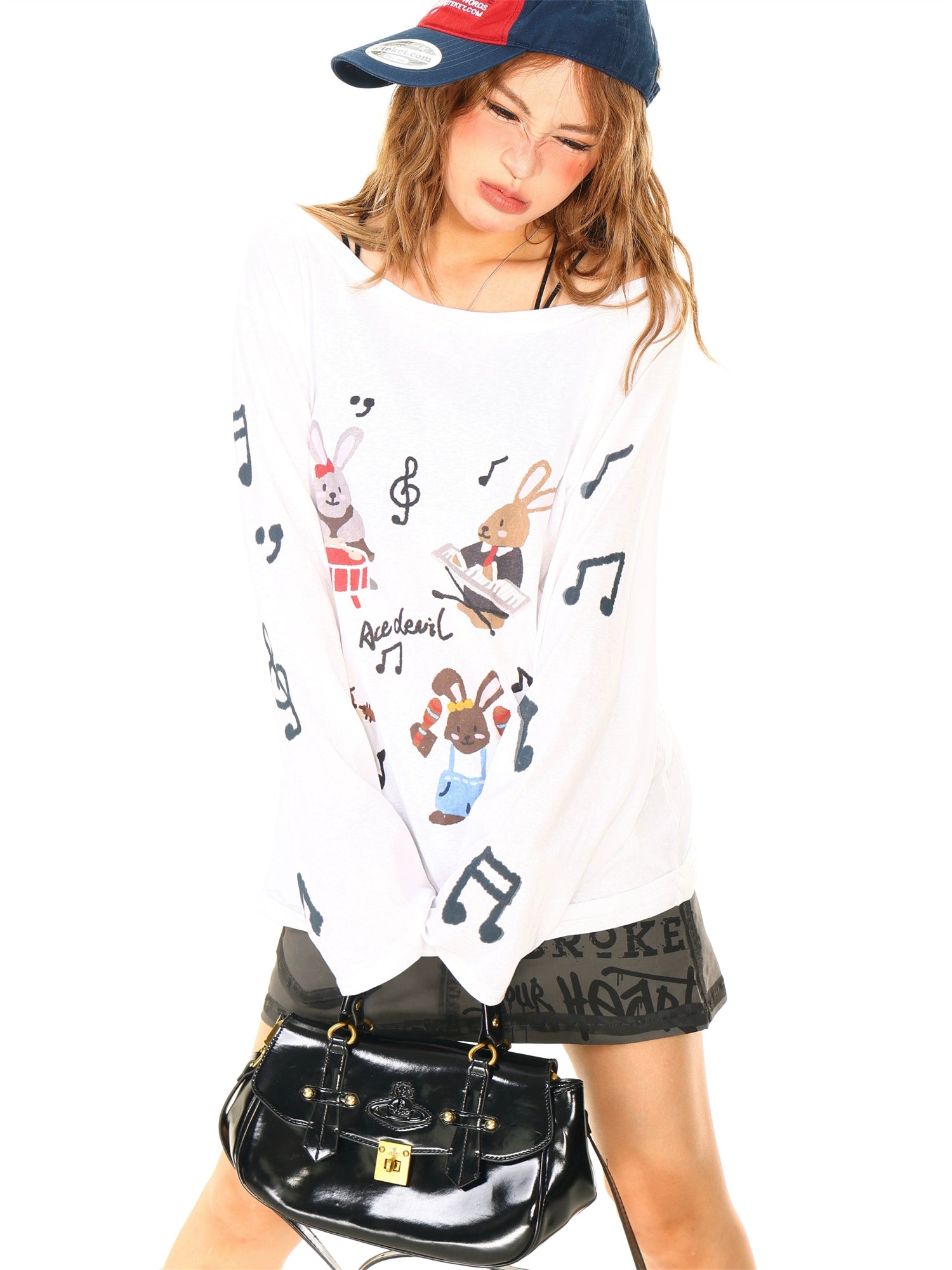 Retro Graffiti Druck Denim Minirock 